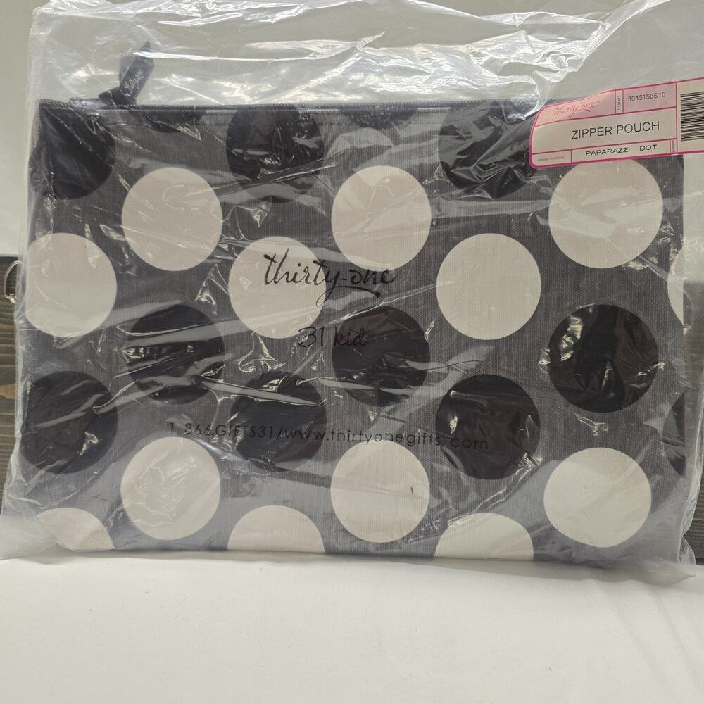 Thirty-One Zipper Pouch, Paparazzi Dot Lightweight New
